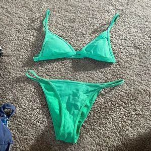 Neon green triangle bikini set